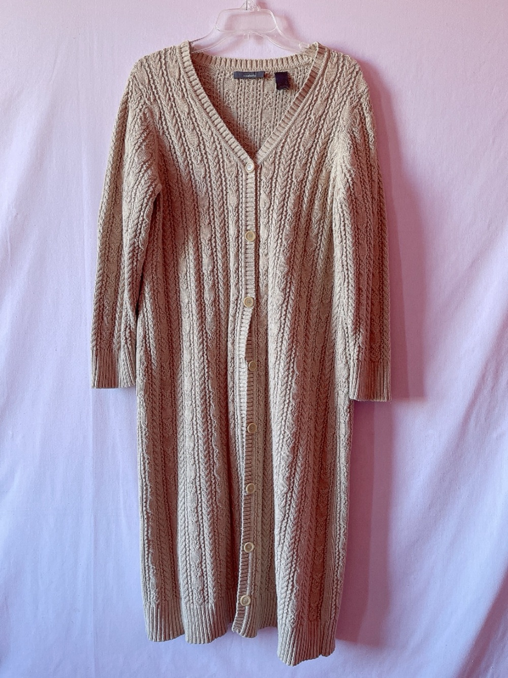 Liz Claiborne Vintage Cozy Beige Knit Long Cardigan 🤍⚜️🔲